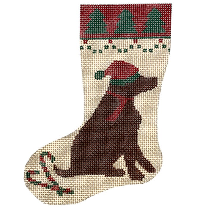 Chocolate Lab Mini Stocking Painted Canvas CBK Needlepoint Collections 
