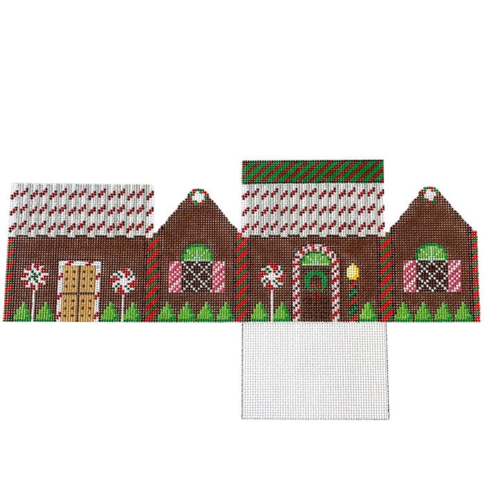 Chocolate, Peppermint Sticks 3D Gingerbread House #18 Painted Canvas Susan Roberts Needlepoint Designs Inc. 