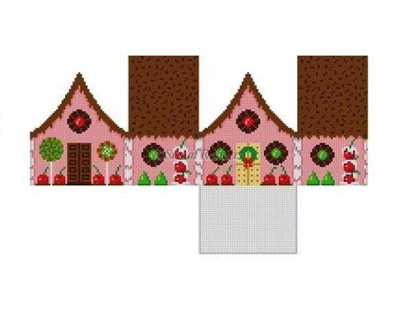 Chocolate Sprinkles and Cherries 3D Gingerbread House Painted Canvas Susan Roberts Needlepoint Designs, Inc. 