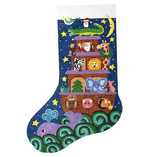Christmas Ark Stocking Painted Canvas The Meredith Collection  - 1