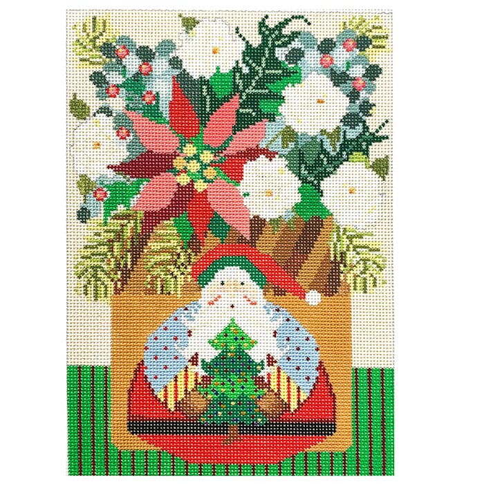 Christmas Basket Painted Canvas NeedleDeeva  - 1