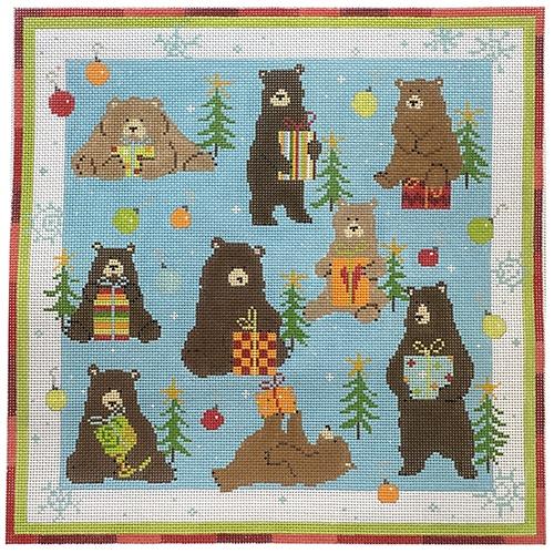 Christmas Bears Painted Canvas Pippin  - 1