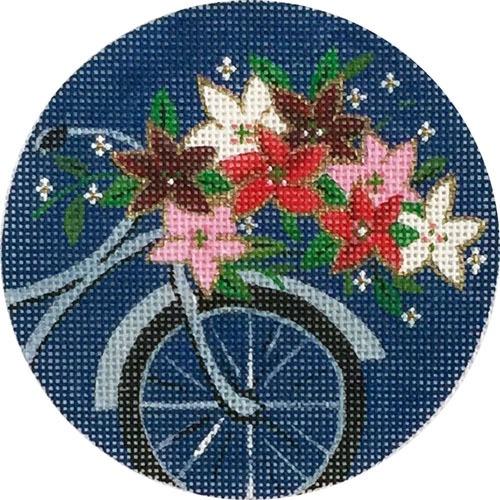 Christmas Bike Ornament Painted Canvas Alice Peterson Company  - 1