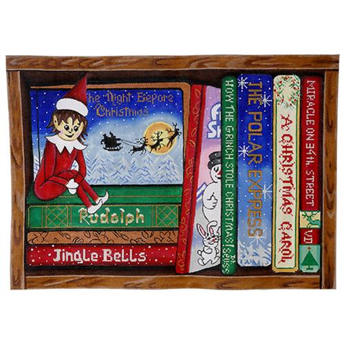 Christmas Books Painted Canvas Alice Peterson 