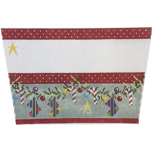Christmas Boughs Stocking Cuff Painted Canvas NeedleDeeva  - 1