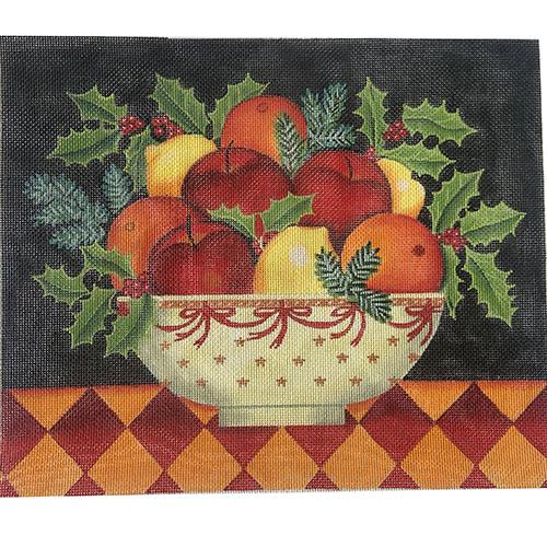 Christmas Bowl of Fruit Painted Canvas Painted Pony Designs 