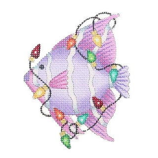 Christmas by the Sea   Angel Fish with Christmas Lights Painted Canvas Burnett & Bradley 

