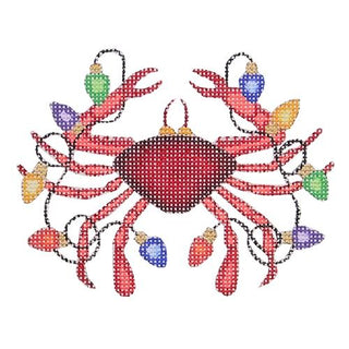 Christmas by the Sea   Crab with Christmas Lights Painted Canvas Burnett & Bradley 
