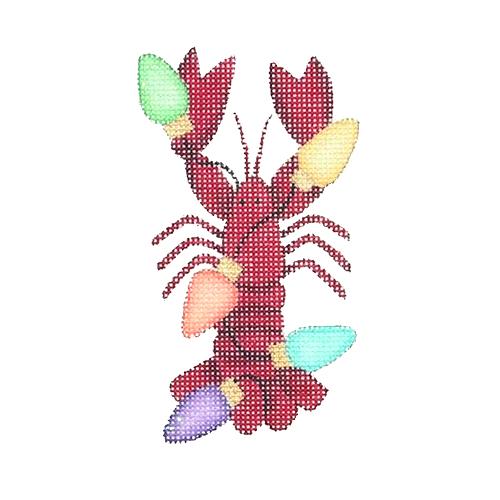 Christmas by the Sea   Lobster with Christmas Lights Painted Canvas Burnett & Bradley  - 1