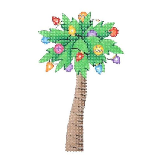 Christmas by the Sea - Palm Tree Decorated with Lights Painted Canvas Burnett & Bradley 