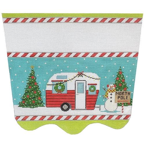 Christmas Camper Stocking Topper Painted Canvas The Meredith Collection  - 1