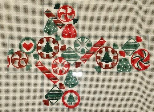 Christmas Candy Package Painted Canvas Kathy Schenkel Designs  - 1
