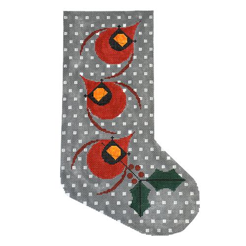 Christmas Card Stocking Painted Canvas Charley Harper 