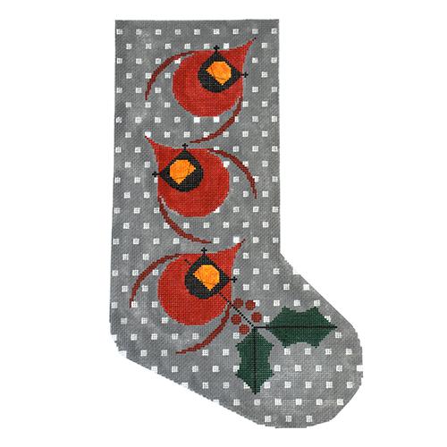 Christmas Card Stocking Painted Canvas Charley Harper  - 1