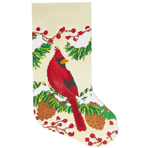 Christmas Cardinal Stocking Painted Canvas KCN Designers 