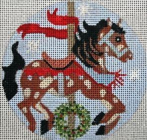 Christmas Carousel Horse Painted Canvas Melissa Prince Designs  - 1