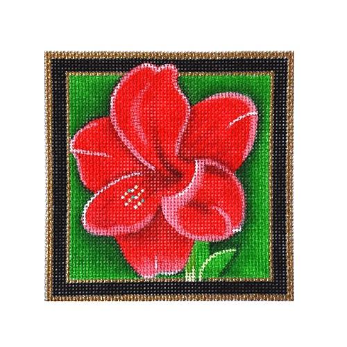 Christmas Coaster, Amaryllis Painted Canvas Pepperberry Designs  - 1