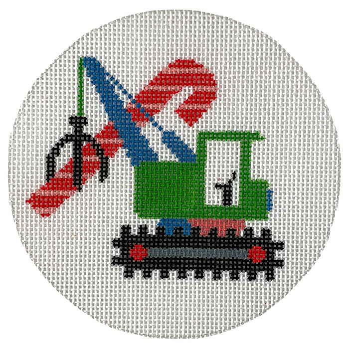 Christmas Crane Round Painted Canvas Vallerie Needlepoint Gallery  - 1