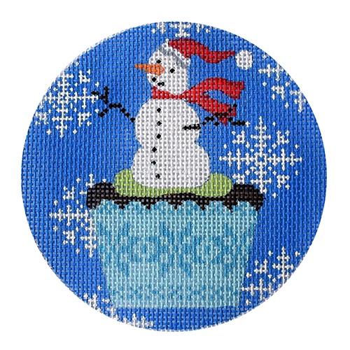 Christmas Cupcake Snowman Painted Canvas Kirk & Bradley 
