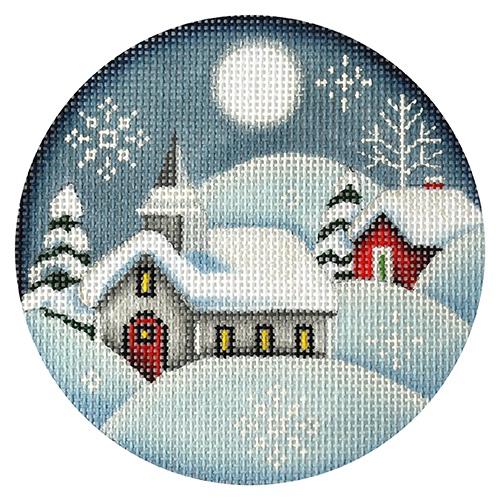 Christmas Eve Church Painted Canvas Rebecca Wood Designs  - 1
