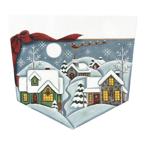 Christmas Eve Stocking Topper on 18 Painted Canvas Rebecca Wood Designs 
