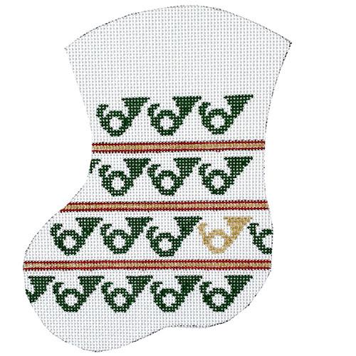 Christmas Horns Mini Stocking Painted Canvas The Meredith Collection 
