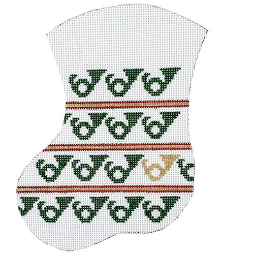 Christmas Horns Mini Stocking Painted Canvas The Meredith Collection  - 1