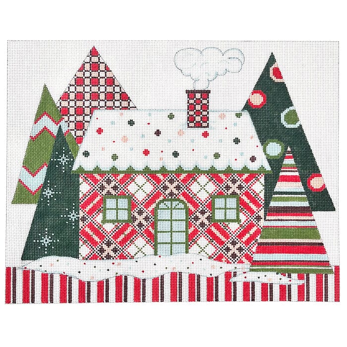 Christmas House Painted Canvas Alice Peterson Company  - 1