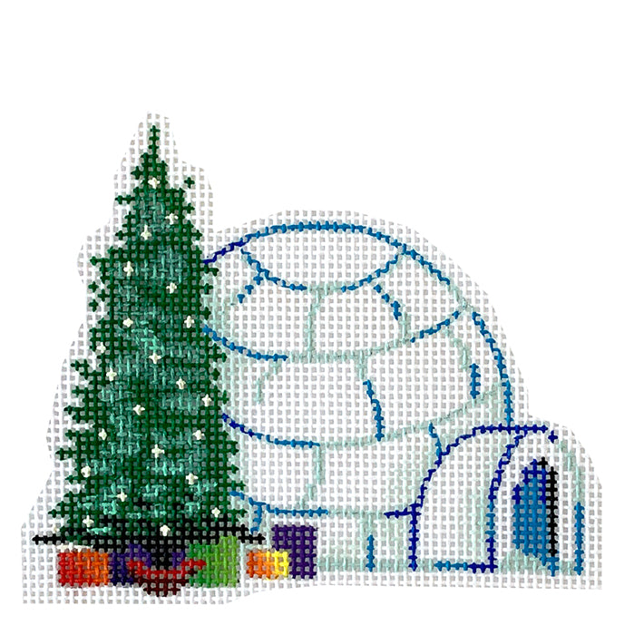 Christmas Igloo Ornament Painted Canvas Patti Mann  - 1