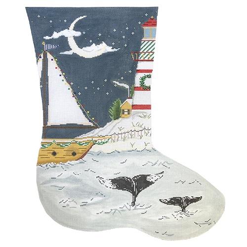 Christmas in Newfoundland Stocking Painted Canvas The Plum Stitchery  - 1