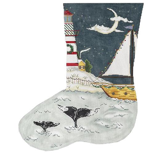 Christmas in Newfoundland Stocking TTL Painted Canvas The Plum Stitchery 