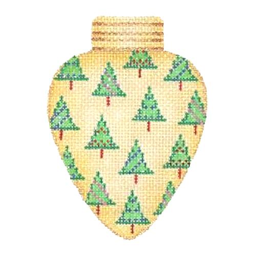 Christmas Light   Gold with Trees Painted Canvas Burnett & Bradley 
