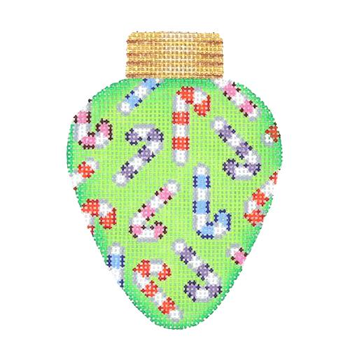 Christmas Light   Green with Candy Canes Painted Canvas Burnett & Bradley 

