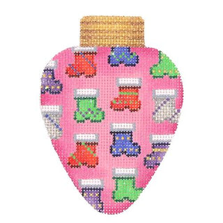 Christmas Light   Pink with Socks Painted Canvas Burnett & Bradley 
