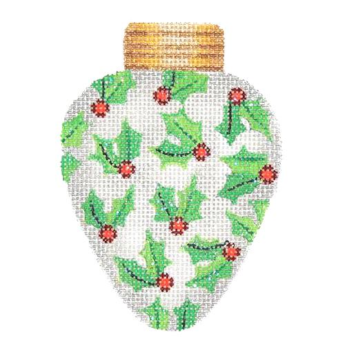 Christmas Light   Silver with Holly Painted Canvas Burnett & Bradley 
