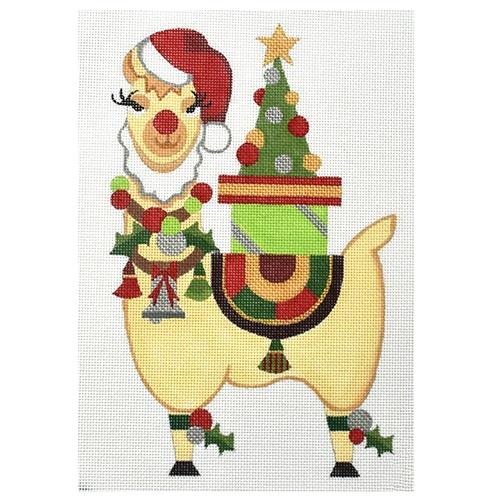 Christmas Llama Painted Canvas Raymond Crawford Designs 