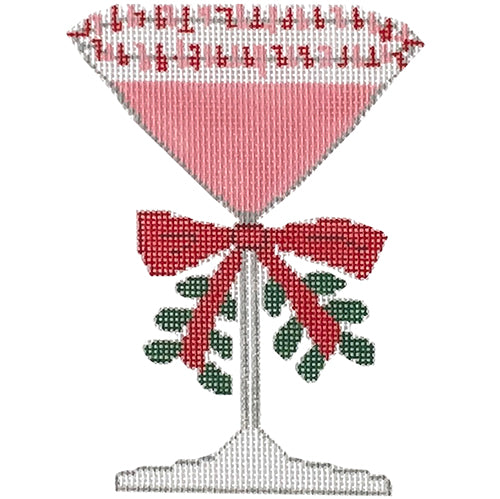 Christmas Martini Painted Canvas SilverStitch Needlepoint 