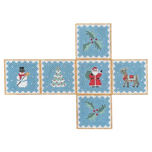 Christmas Medley Cube Ornament Painted Canvas Susan Roberts Needlepoint Designs Inc.  - 1