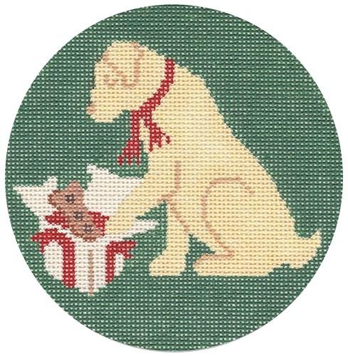 Christmas Morning - Yellow Lab Painted Canvas CBK Needlepoint Collections 