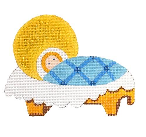 Christmas Ornament   Baby Jesus Painted Canvas Kate Dickerson Needlepoint Collections 
