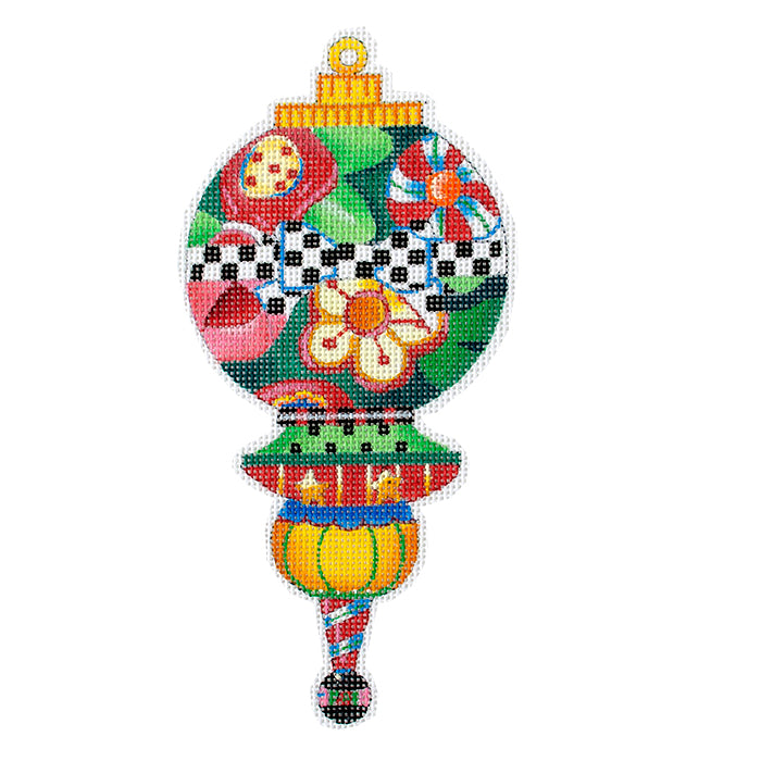Christmas Ornament: Floral Painted Canvas Painted Pony Designs  - 1