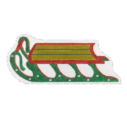 Christmas Ornament - Victorian Sled Painted Canvas Kate Dickerson Needlepoint Collections 