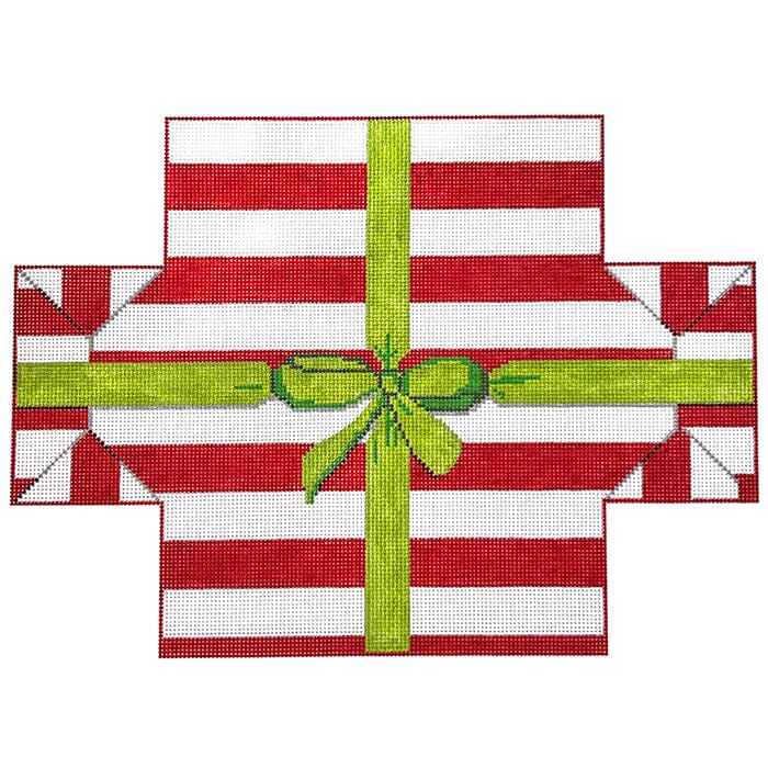 Christmas Package Brick Painted Canvas Susan Battle Needlepoint 
