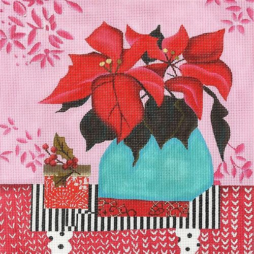 Christmas Poinsettia Painted Canvas Melissa Shirley Designs  - 1