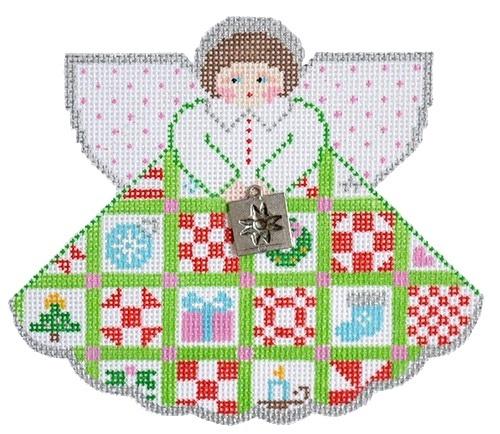 Christmas Quilt Angel Painted Canvas Painted Pony Designs  - 1