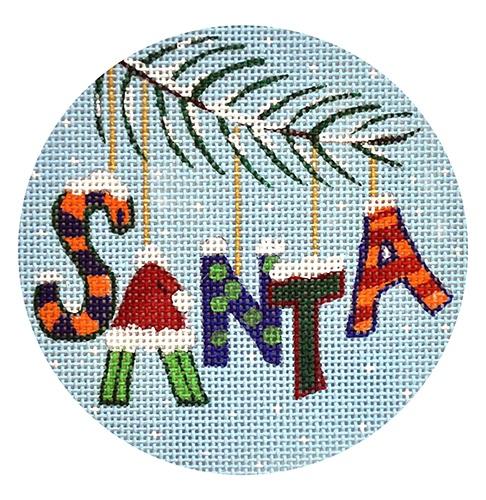 Christmas Santa Ornament Painted Canvas Julie Mar Needlepoint Designs 
