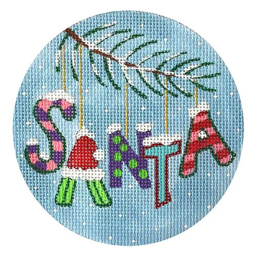 Christmas Santa Ornament Painted Canvas PLD Designs 
