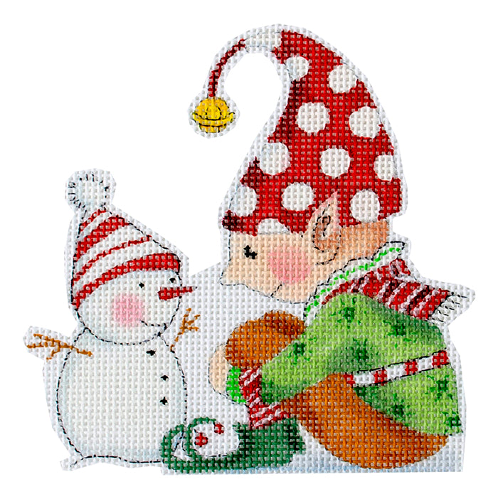 Christmas: Sitting Elf Painted Canvas Painted Pony Designs  - 1
