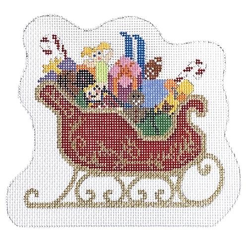 Christmas Sleigh Painted Canvas KCN Designers 