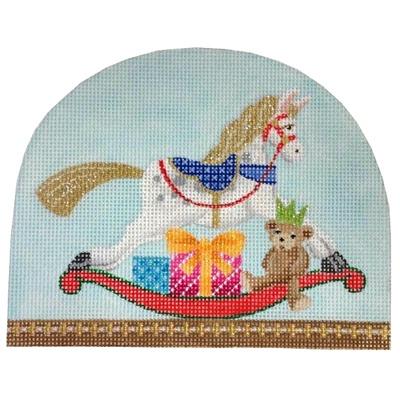 Christmas Snowdome - Rocking Horse Painted Canvas Kirk & Bradley 